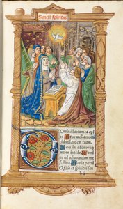 Nyomtatott órakönyv Róma használata: fol. 58r, Pünkösd, 1510. alkotó: Guillaume Le Rouge