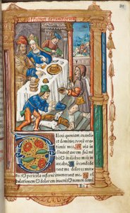 Nyomtatott órakönyv Róma használata: fol. 73r, Lázár, 1510. alkotó: Guillaume Le Rouge
