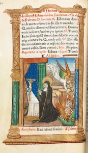 Nyomtatott órakönyv Róma használata: fol. 84v, Domonkos apáca imádságban, 1510. alkotó: Guillaume Le Rouge