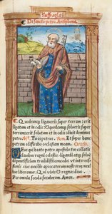 Nyomtatott órakönyv Róma használata: fol. 99r, Szent Péter, 1510. alkotó: Guillaume Le Rouge