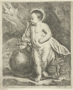Krisztus gyermeke földgömbbel és kígyóval alkotó: Guillaume Pierre Mensaert