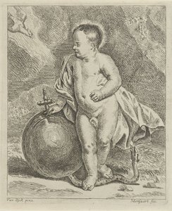 Krisztus gyermeke földgömbbel és kígyóval alkotó: Guillaume Pierre Mensaert