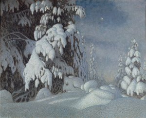 Téli holdfény, 1895 alkotó: Gustaf Fjaestad