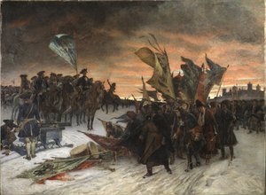 La bataille de Narva (1700) - Narva, készítette Cederstrom, Gustaf (1845-1933). Olajfestmény