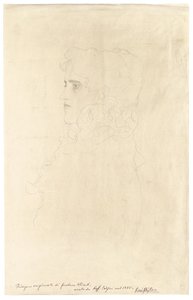 Profilban lévő nő, fodros gallérral alkotó: Gustav Klimt