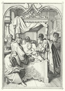 János, Szász választófejedelem meglátogatja Luther Mártont a kórházban (metszet) alkotó: Gustav Ferdinand Leopold Konig