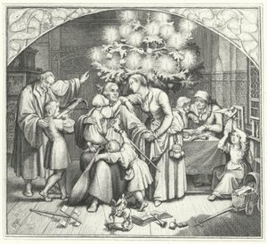 Luther Márton és családja élvezi az ünnepi időszakot (metszet)