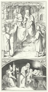 Luther Márton fiatal diákként énekel Eisenach városában (metszet) alkotó: Gustav Ferdinand Leopold Konig