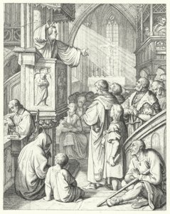 Luther Márton prédikációt mond (metszet) alkotó: Gustav Ferdinand Leopold Konig