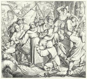 Luther Márton a lázadók és a parasztháború ellen prédikál (metszet) alkotó: Gustav Ferdinand Leopold Konig