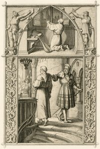 Luther Márton imával készül a császárral való találkozásra (fenti kép); főkép : Luther találkozik George (Georg) von Frundsberg lovaggal (Jorg von Fronsberg, Freundsbergin alkotó: Gustav Ferdinand Leopold Konig