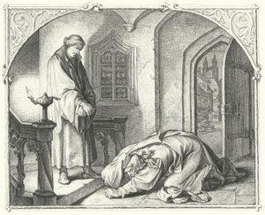 Luther Márton Hans Kohlhase kereskedővel (metszet) alkotó: Gustav Ferdinand Leopold Konig