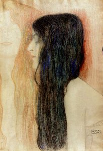 Lány hosszú hajjal, 1898-99 (pasztell, papír) alkotó: Gustav Klimt