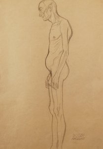 Meztelen férfiak; meztelen férfi balra, alkotó: Gustav Klimt