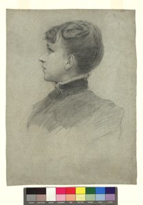 Gustav Klimt nővérének, Hermine-nek a balra néző profilja alkotó: Gustav Klimt