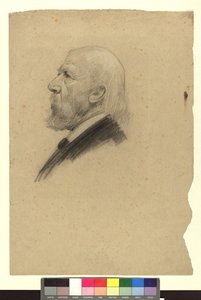 Egy idős férfi profilból, balra néző portrévázlat alkotó: Gustav Klimt