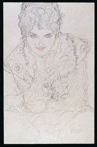 Portré jobb kézzel az állon, 1917-1918 körül alkotó: Gustav Klimt