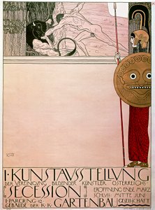 A szecesszió első kiállításának plakátja (Theseus és Minotaurusz) alkotó: Gustav Klimt
