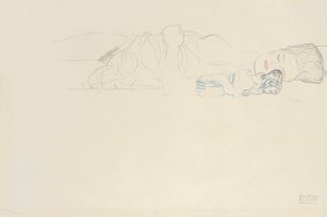 Félmeztelen fekvés jobbra, 1914-1915 körül alkotó: Gustav Klimt