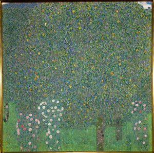 Rózsák a fák alatt. 1918 (festmény vászonra) alkotó: Gustav Klimt