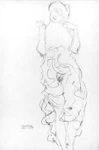 Álló akt felemelt karral, 1917/18 körül (ceruza, papír) (fekete-fehér fotó) alkotó: Gustav Klimt