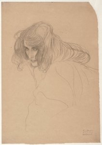 Egy női fej tanulmányozása háromnegyedes profilban Tanulmány a szeszélytelenségről a Beethoven-frízben, 1901-1902 körül alkotó: Gustav Klimt