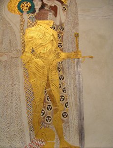 A Beethoven-fríz, Részlet: Lovag ragyogó páncélban alkotó: Gustav Klimt