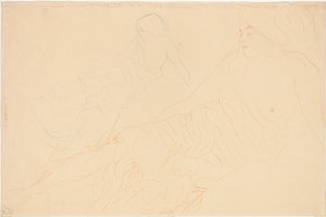 Két tanulmány egy fekvő nőről, 1913 alkotó: Gustav Klimt