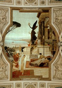 Bécsi Burgtheater (Udvari Színház), lépcsőház (balra): Taorminai antik színház alkotó: Gustav Klimt