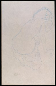 Nő jobbra dőlve, hosszú hajjal, 1910-11 körül alkotó: Gustav Klimt