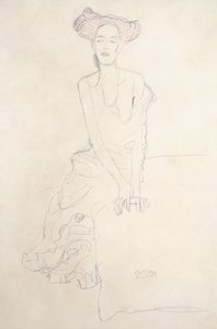 Fiatal nő, aki a kezével támogatja magát alkotó: Gustav Klimt