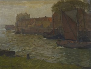 Veere kikötőjében alkotó: Gustav Schönleber