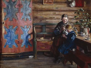 Farm enteriőr unokával (olaj, vászon) alkotó: Gustav Wentzel