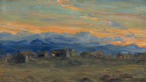 Hegyi farm esti fényben alkotó: Gustav Wentzel