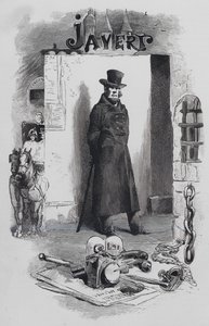 Jelenet a Nyomorultak című filmből, Victor Hugo: Javert, a nyomozó (metszet) alkotó: Gustave (after) Brion