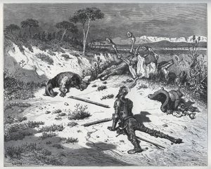 Don Quijote moralizálása a hálátlanságról – Miguel Cervantes (1547-1616) „Don Quijote de la Mancha” című művéből (Don Quijote) – Fametszet Gustave Dore rajza alapján alkotó: Gustave (after) Dore