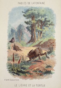 Fables de La Fontaine: A nyúl és a teknős Gustave Doré után.