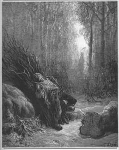 La Mort et le bucheron - Halál és a faember - Jean de La Fontaine (Lafontaine) "Fables"-jából (1621-95) - metszet Gustave Dore (1832-83) után - Magángyűjtemény