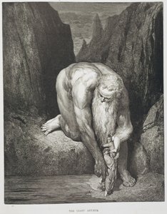 Az Óriás Antaeus, Dante Alighieri (1265-1321) „Isteni színjátékából” (Inferno) 1868 körül (metszet)