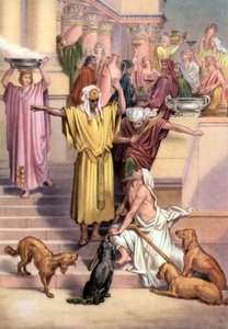The Parable of the Rich Man and the Beggar Lazarus, 50s (postcard) alkotó: Gustave (after) Dore