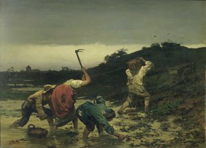 Parasztok burgonyát szedtek az 1852-es Rajna áradása idején alkotó: Gustave Brion