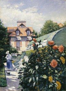 Dáliák, Petit Gennevilliers kertje – Gustave Caillebotte (1848-1894). olajfestmény alkotó: Gustave Caillebotte