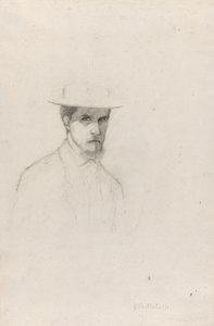 Önarckép kalappal, 1879 körül (grafit, textúrázott fektetett papírra) alkotó: Gustave Caillebotte