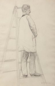Tanulmány a szobafestők számára: Háromnegyedes hátsó nézet. alkotó: Gustave Caillebotte