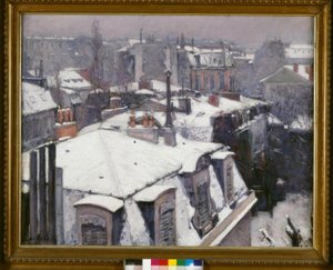 Tetők megtekintése (Hóhatás) – mondja Roofs under the snow alkotó: Gustave Caillebotte