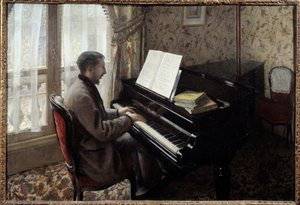 Fiatal férfi zongorázik. Gustave Caillebotte (1848-1894) festménye alkotó: Gustave Caillebotte