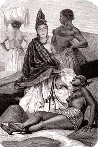 Signare, a mulatt-francia afrikai nők Goree szigetén, Szenegálban. 1861 (metszet)