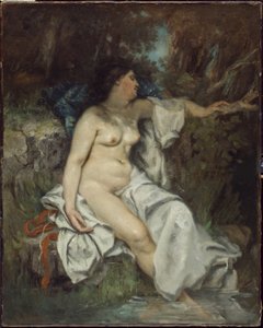 A patak mellett alszik fürdőző, 1845 alkotó: Gustave Courbet