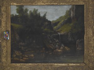 Cascade In A Rocky Landscape (olaj, vászon) alkotó: Gustave Courbet