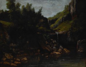 Vízesés a sziklás tájban alkotó: Gustave Courbet